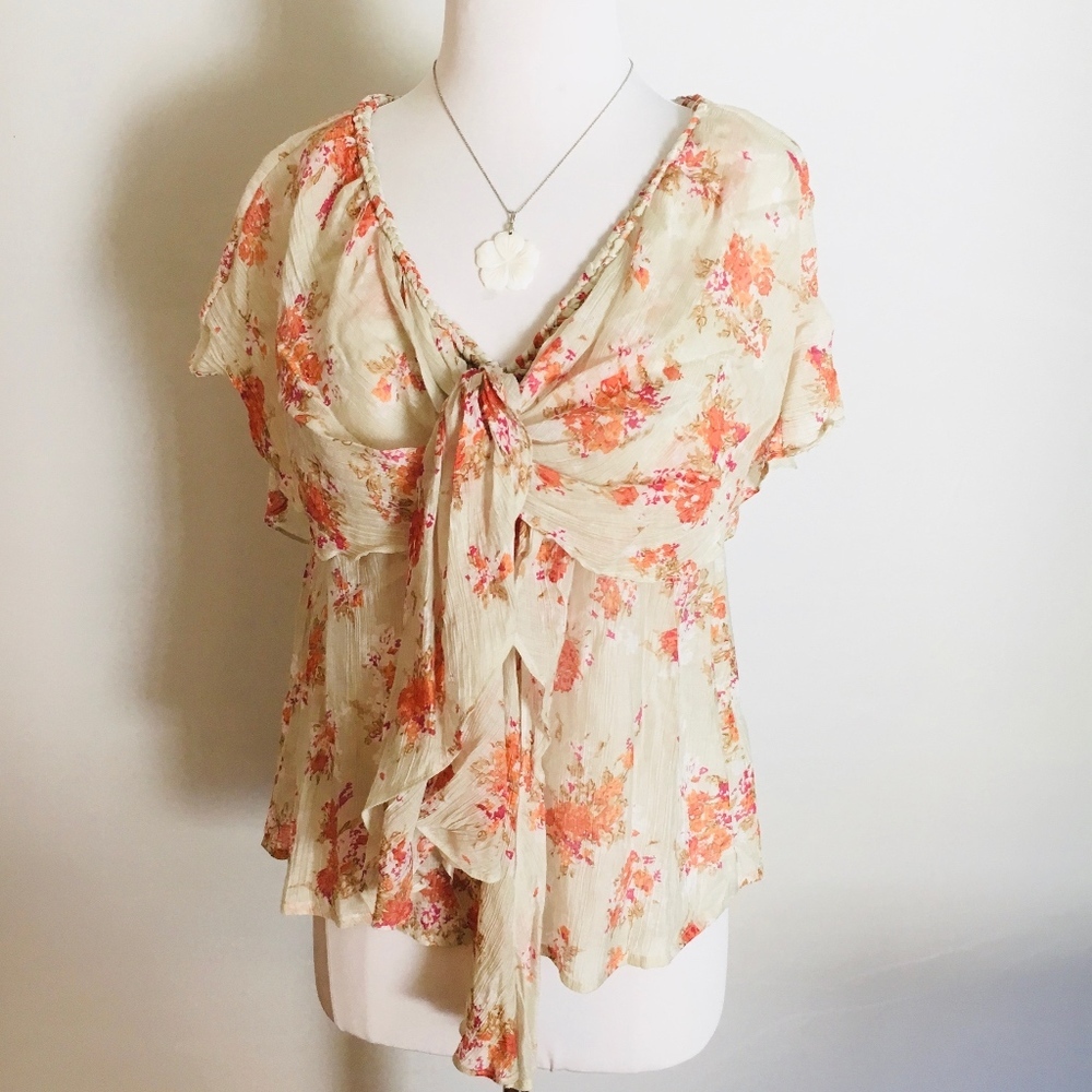 PURE SUGAR Floral  Short Sleeve Top Size L